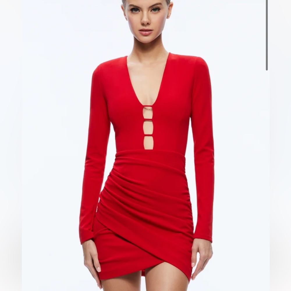 Alice and Olivia Red long sleeve mini dress